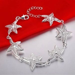 NEW•Starfish link 925 sterling silver Women’s bracelet 8in